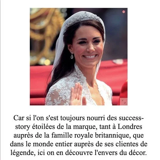 Smiling Kate Middleton wearing a platinum and diamond Cartier Halo Tiara and drop earrings.