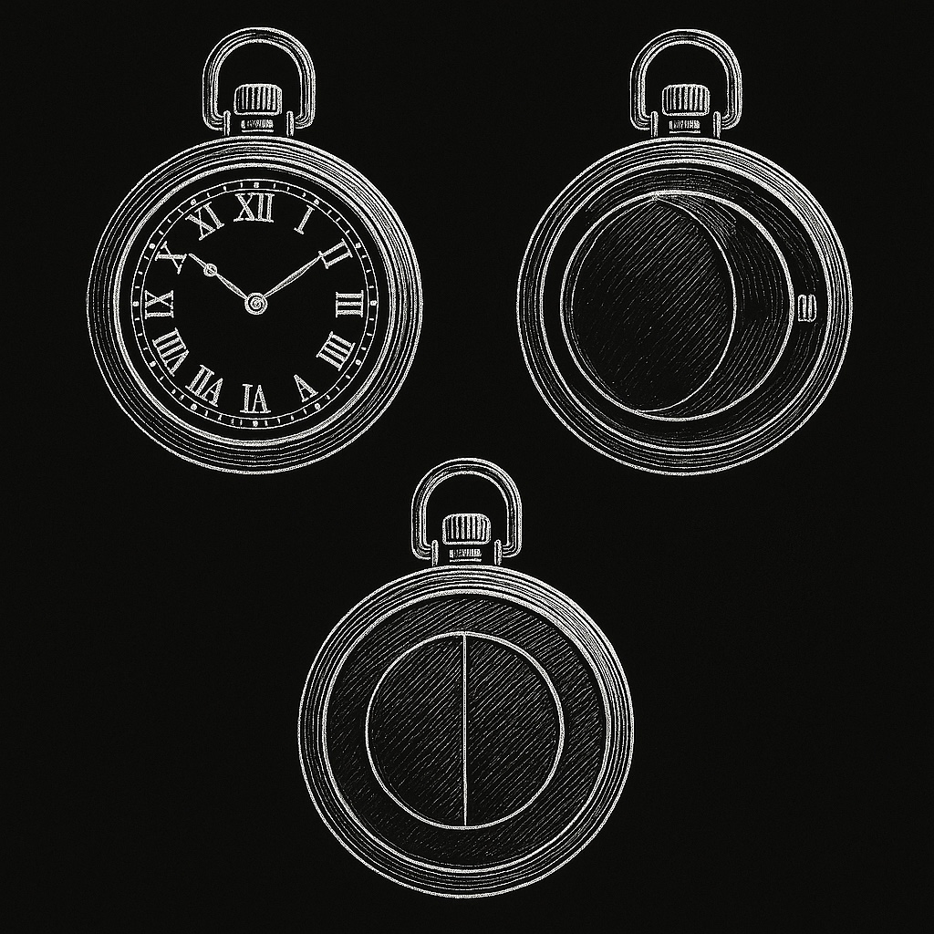 Blueprint illustration of Cartier eclipse watch