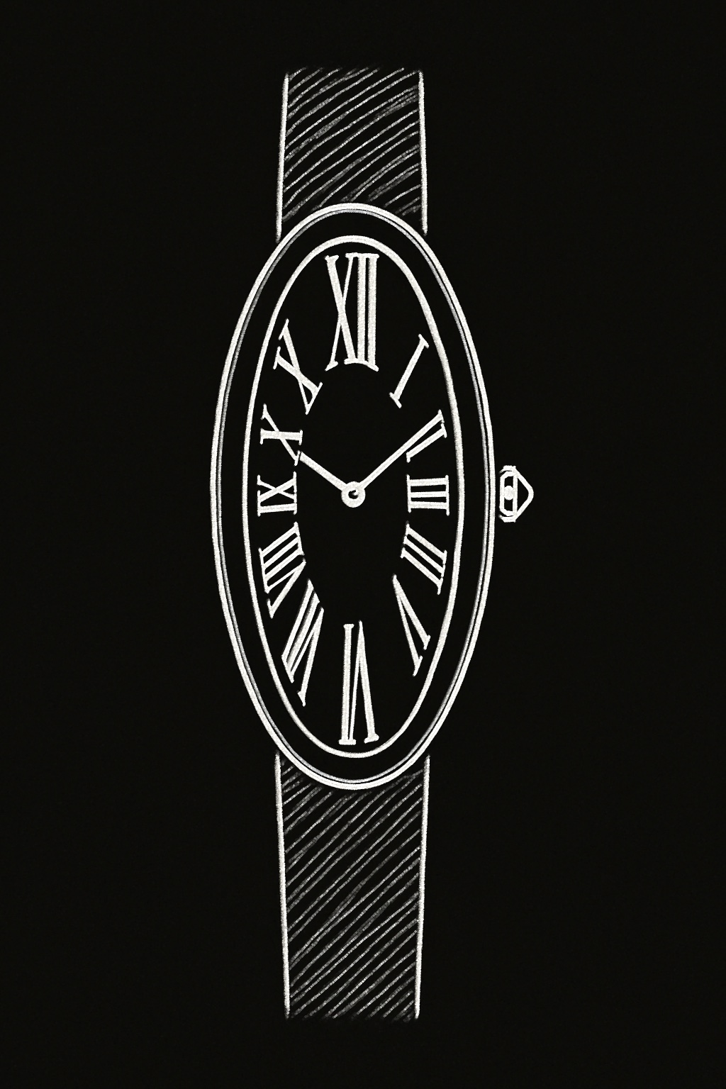 Blueprint illustration of Cartier maxi oval