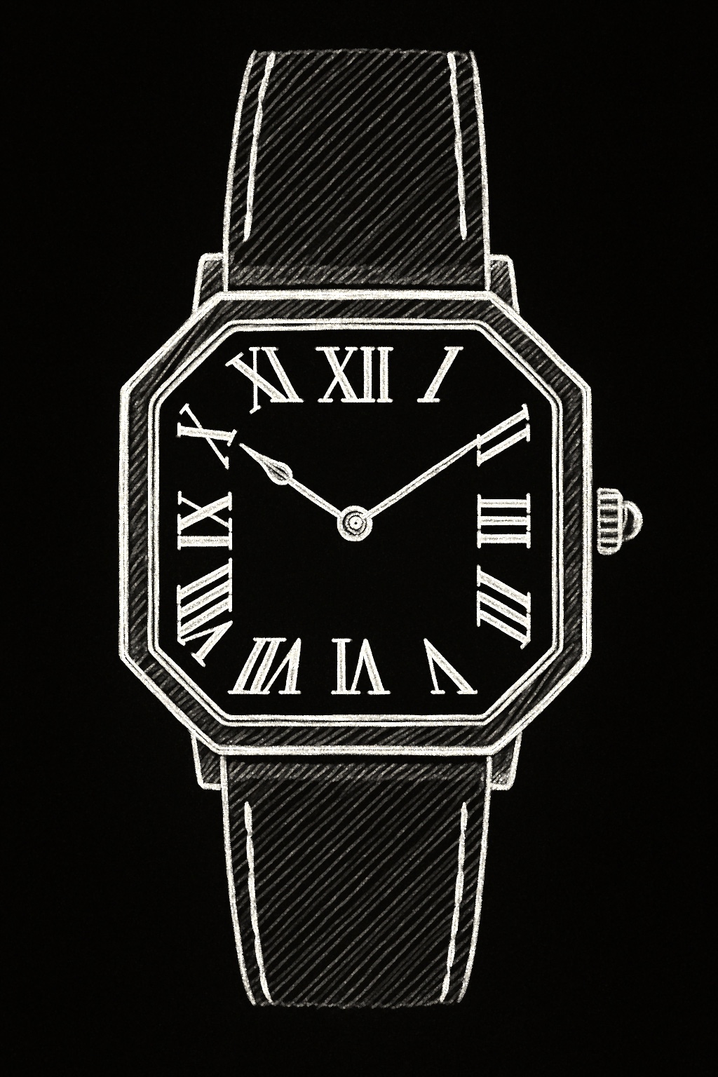 Blueprint illustration of Cartier octagonal