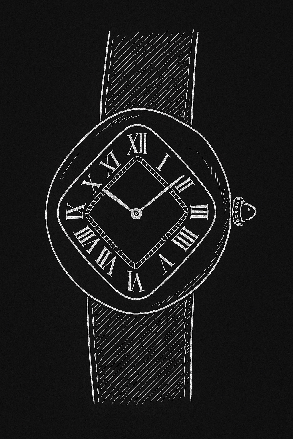 Blueprint illustration of Cartier pebble