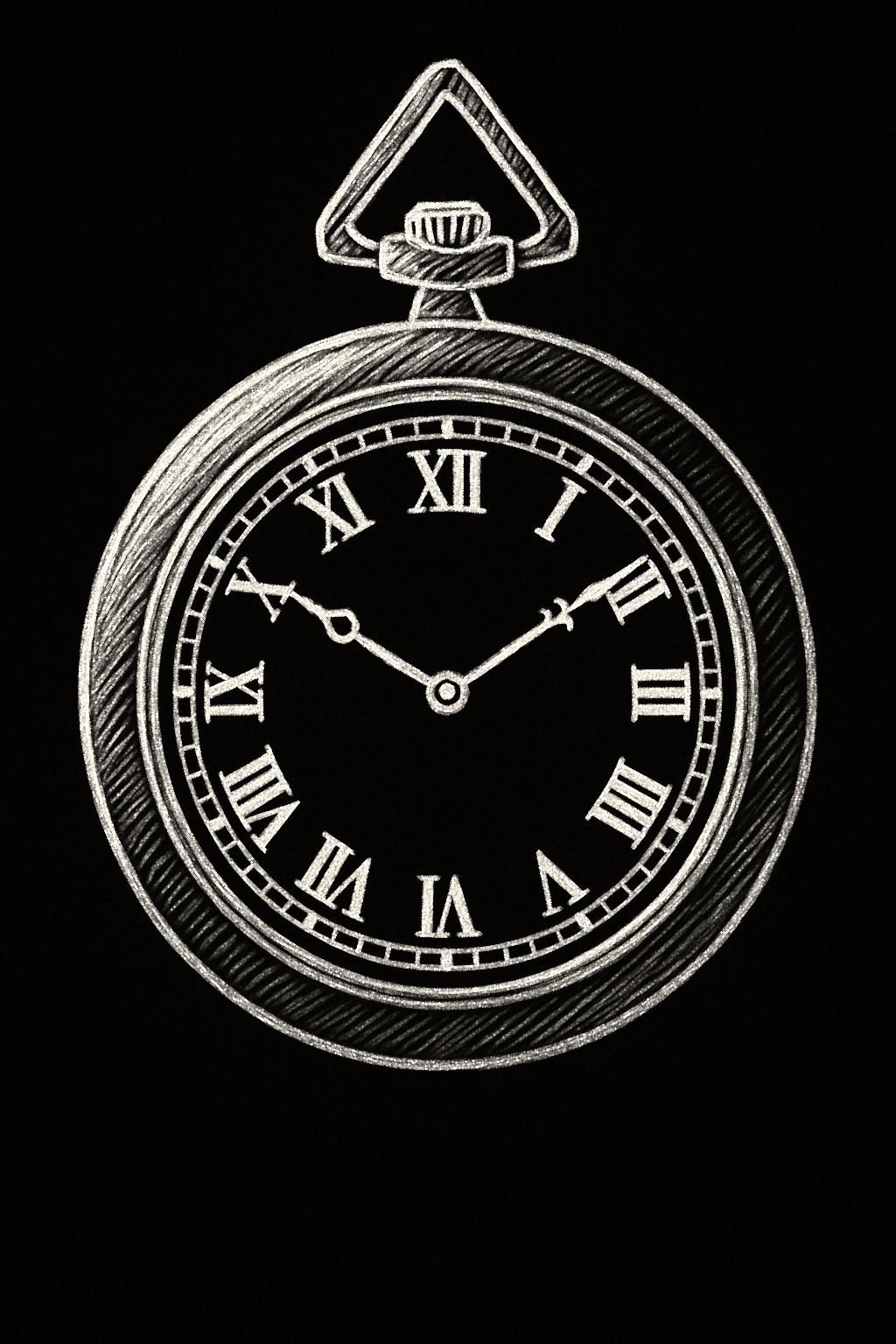 Blueprint illustration of Cartier pocket watch