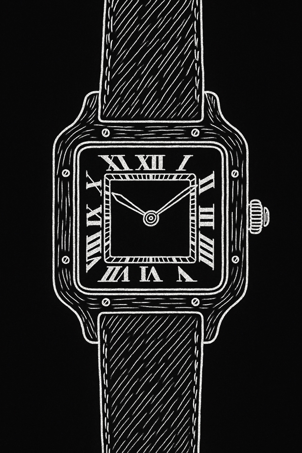 Blueprint illustration of Cartier santos