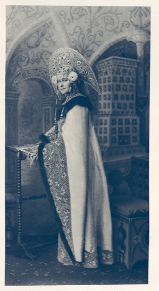 Grand Duchess Elizabeth Fyodorovna in traditional Russian court dress with kokoshnik headdress, Romanov Anniversary Ball, 1903