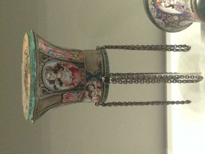 Hookah bowl painted in Qajar style, Iran, 19th century — an example of the Persian enamelwork that inspired Cartier's colour palette