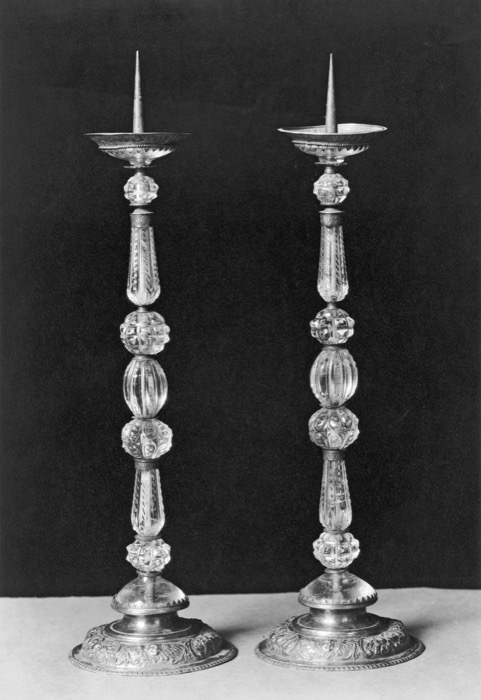 Pair of rock crystal candlesticks, German, 17th century, Walters Art Museum — showing the extraordinary clarity of rock crystal that made it a favourite luxury material