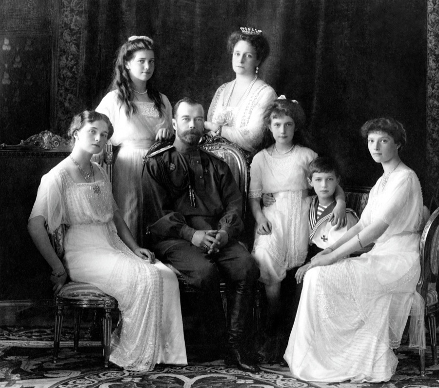 The Russian Imperial Family, 1913 — Tsar Nicholas II, Empress Alexandra, and their five children
