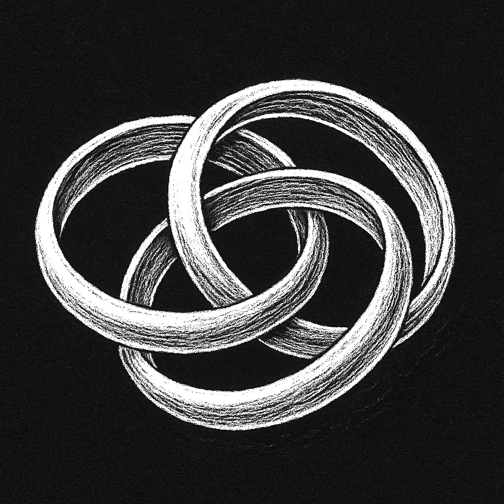 Illustration of the Cartier Trinity Ring: three interlocking bands