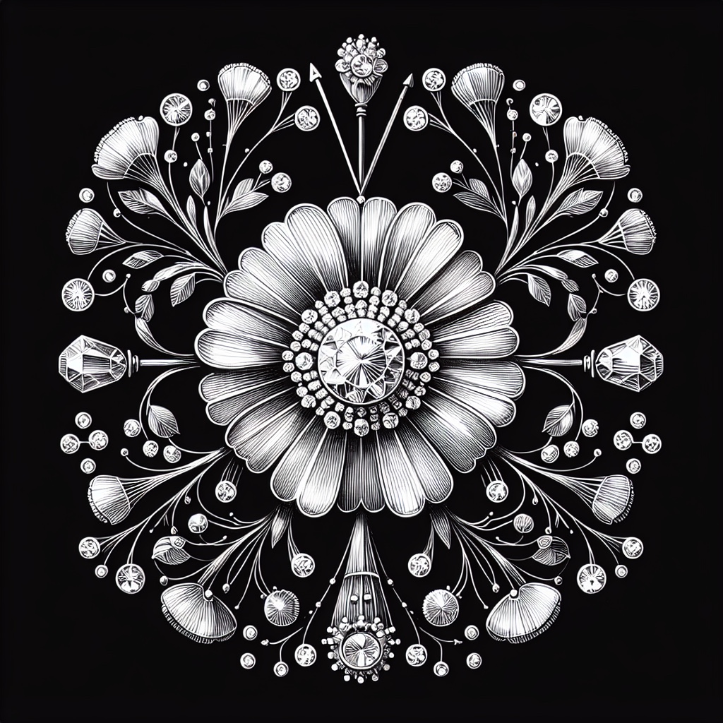 Blueprint illustration of the Williamson Pink Diamond brooch